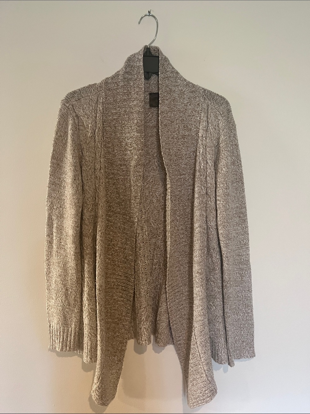 Cozy Open-Front Women's Cardigan Sweater in Light Taupe
